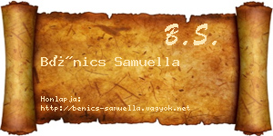 Bénics Samuella névjegykártya